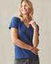 Women's Premium Slub V-Neck Tee - Navy Peony